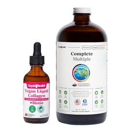 LIQUIDHEALTH LIQUIDHEALTH Vegan Liquid Collagen Plus Biotin Drops & Complete Multiple Adult Daily Multivitamin Bundle - Hair & Nail Growth, Skin Health, Immune & Energy Support, Overall Wellness - Vegan, Non-GMO