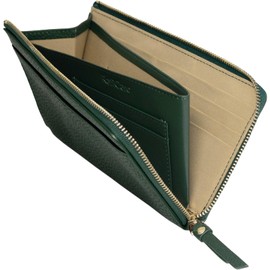 RafiCaro Long Wallet, Small, Compact, No Bills, Large Capacity, 16 Card Pockets, Small Long Wallet, Short, L-Shaped Zipper, YKK Zipper, Slim, Stylish, Cute, High Visibility, green