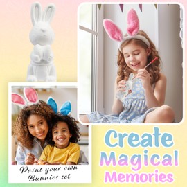 KreativeKraft DIY Easter Eggs Kids Paint Art Supplies Paint Your Own Easter Egg Bunny Craft Kits for Kids Adults Party Family Activity Decorations (Bunnies 4 Pack)