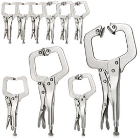 10 Pcs Locking C Clamp Set, Locking Pliers with Fixed and Swivel Pads, 6 Inch, 9 and 11 Inch, Metal Tools Welding Clamps for Home Farm