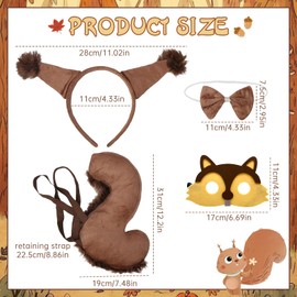 Sternstunde Children's Animal Costume, Squirrel Girl Fancy Dress - Squirrel Costume, with Ears, Tail, Mask, Tie, Carnival, Cosplay, Animal Costume