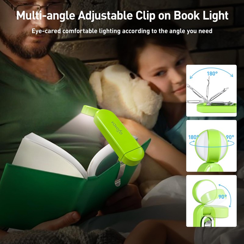 VAVOFO USB Rechargeable Book Light, Blue Light Blocking, Amber Light