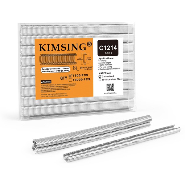 KIMSING C1214 Hog Ring Staples 7/16" (11.4 mm) Outside Crown