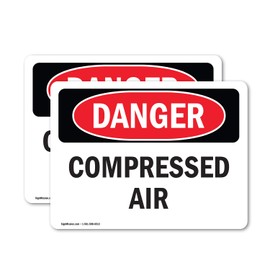 (2 Pack) Compressed Air OSHA Danger Sign 18 Inch X 12 Inch Vinyl Label Decal Sticker Weather Resistant, UV Protected for Workplace, Business, and Construction Site, Made in the USA