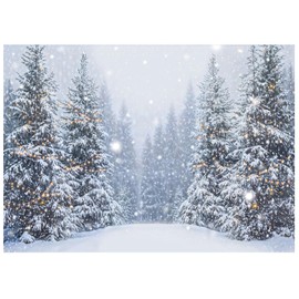 Ladvis Winter Forest Backdrop for Photography, Winter Wonderland Backdrop, 82.7"x59" Snowy Scenery Christmas Background Snow Outdoor Decor Indoor Xmas Family Kids Photo Shoot Props Holiday Picture