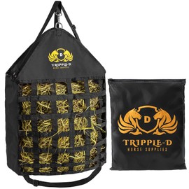Tripple-D Horse Supplies top Loading Slow Feeder hay Bag, Equipment for Horses & Goats, Durable Strong Material and Nylon Feed net, Holds hay Bales securely, Reduces hay Waste, Nice feeders Storage