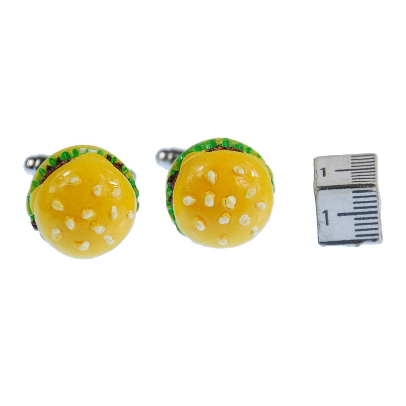 Miniblings Hamburger Cuff Links Cufflinks Buttons + Box Cheeseburger Burger