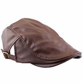 squaregarden Flat Caps for Men, Beret Leather Hat Cabbie Gatsby Newsboy Cap Ivy Irish Hats, Coffee