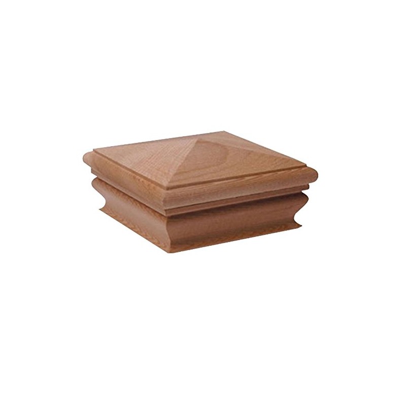 Woodway Pyramid Post Cap, fits 5.5" Post, in Premium Redwood,