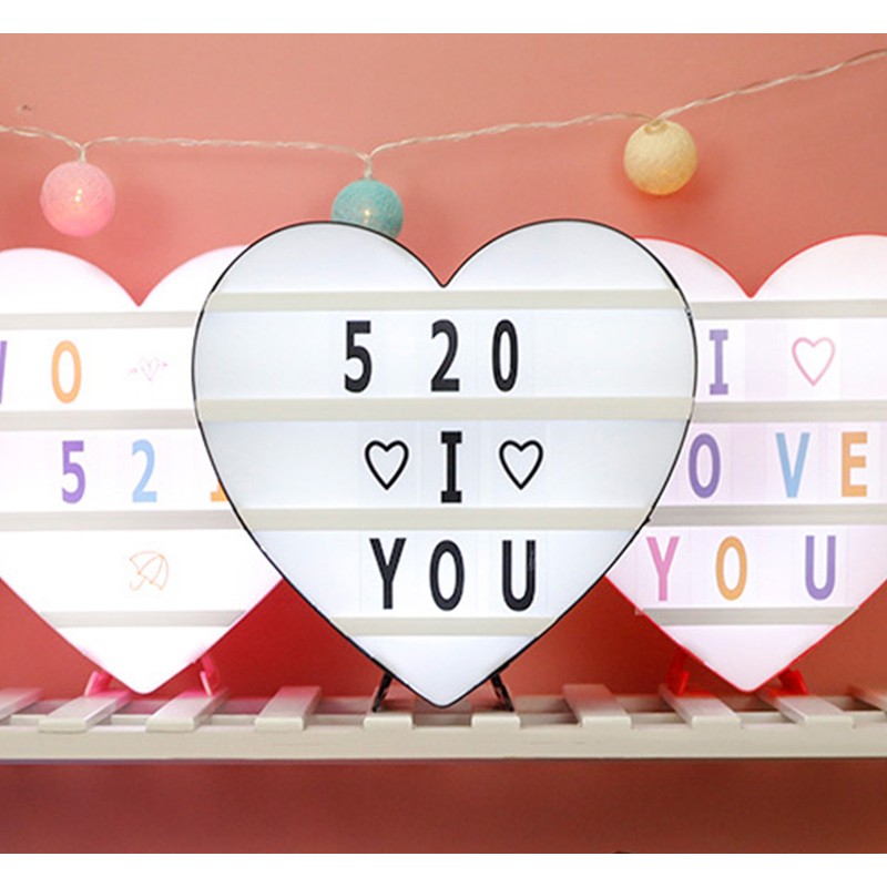 Cinema Light Box Black Heart Shaped LED Light Up Light