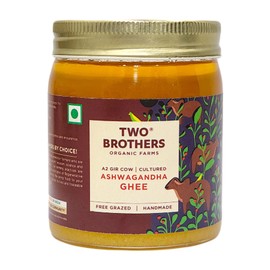 Two Brothers Organic Farms Amorearth Natural A2 Cultured Ashwagandha Ghee, Desi Gir Cow, Cultured and Handmade,250 ml