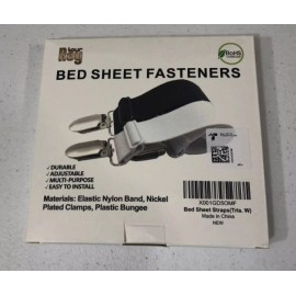 Ray Tour Bed Sheet 4 Elastic Strap Fasteners - Holds Mattress Cover Firmly White