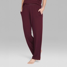 Tommy John Women's Second Skin Pajama Pants, Comfortable Soft Cotton Sleep & Lounge Bottoms for Women, Pajama Pants Wide Leg Lightweight Casual Lounge Pants (Elastic Band, Winetasting, XXL)