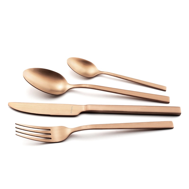 Amefa 9385AEAFV2B60 Square 16 Piece Copper Cutlery Set