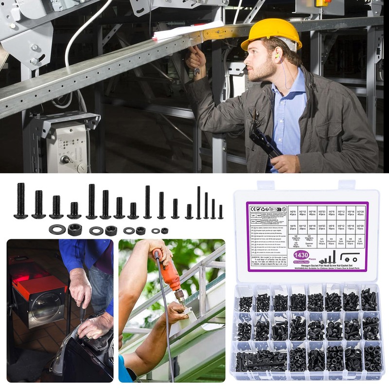 1430 Pcs M2 M3 M4 M5 Bolts and Nuts Set,
