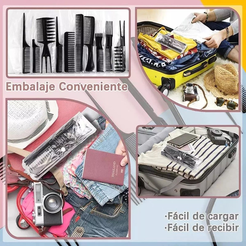 Lecute 10 Peines Peluqueria Estetica Profesional Peinado Barber Set