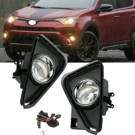 YLT Auto Pair For 2016 2017 2018 Toyota RAV4 Clear Bumper Driving Fog Lights W/Switch Kit