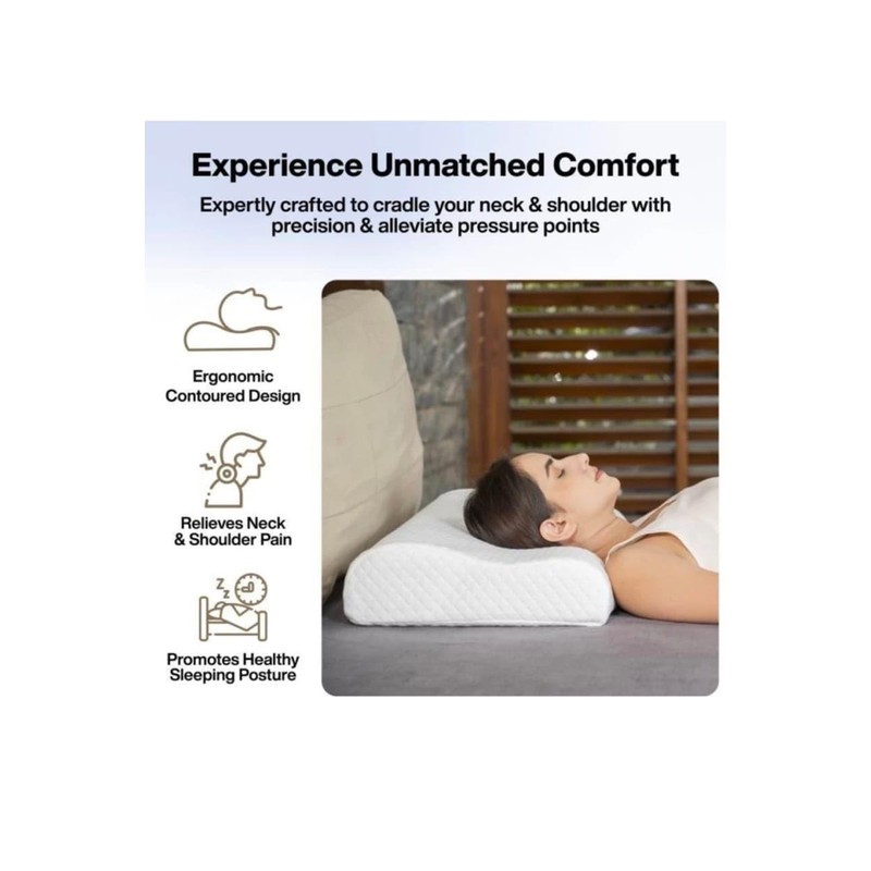 Memory Foam Contour Pillow for Neck Support, Orthopedic Head Shaping,