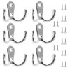 6 PCS Double Prong Robe Hooks Dual Coat Hooks Door