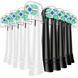 10PCS Replacement Heads Compatible with Oral B iO 2 3 4 5 6 7 8 9 10 Series Electric Toothbrush, IO Brush Heads Compatible with Oral B, Medium Bristles for Teeth Clean & Gums Care (Black/White)