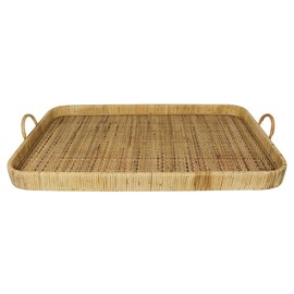 HomArt Cayman Grand Rectangle Tray, 28-inch Length, Rattan