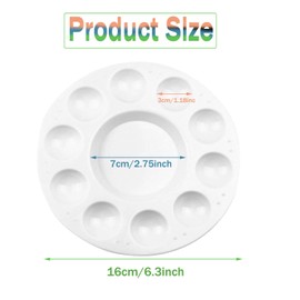 YQkangzhu 12PCS Plastic Paint Palette, Round Paint Tray Palettes, White 10 Hole Color Palette, Paint Pallet, Paint Holder, Artist Mixing Colour Tray for Students Crafts DIY Art Painting Supplies