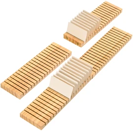WILLOWDALE 4Pcs 12" Wooden Name Badge Holder Organizer, Counter Card Holder Stand for Name Tag ID Badge Plastic Card Holders, Detachable Business Cards Holder Display Tray for Desk Office Reception