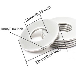 Pinhoollgo 100 Pieces Metal Stamping Blanks,Aluminum Flat Washers Silver Round Washers,Round Stamping Tags with Center Hole for Bracelet DIY Craft Jewelry Making,Screw Fastening (10 x22 x1 mm)