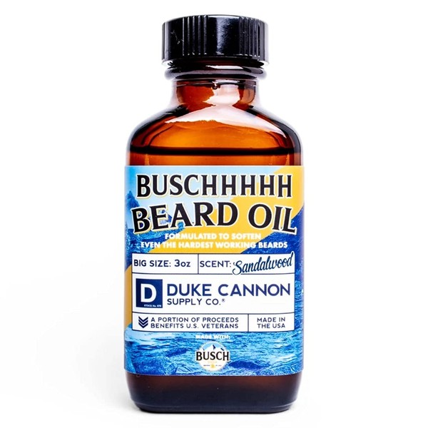 Duke Cannon Supply Co. Busch Beard Oil, 3oz, Sandalwood Scent - Softening, Conditioning Beard Oil Made With Busch Beer