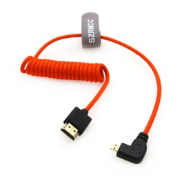 SZRMCC 8K 2.1 Micro HDMI Right Angle to HDMI High Speed Coiled Braided Cable for GoPro Hero 3/4 Canon EOS M5 Sony A6000 A7III RX10 Nikon B500 Z6 Raspberry Pi 4 Atomos Ninja 2 Monitor