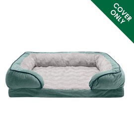 Furhaven Replacement Dog Bed Cover Perfect Comfort Plush & Velvet Waves Sofa-Style, Machine Washable - Celadon Green, Jumbo (X-Large)