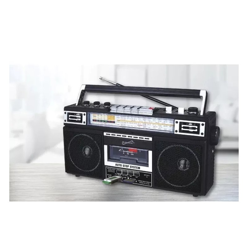 Supersonic SC-3201BT 4-Band Bluetooth Radio, USB & Cassette Player Boom
