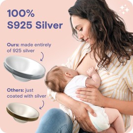 RUVALINO Silver Nipple Shield Breastfeeding - Premium Breastfeeding Silver Cups for Nursing Moms to Protect and Soothe Sensitive Nipples, Safe and Nickel-Free Silver Nipple Cups (XL)