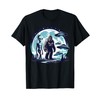 Funny Bigfoot Sasquatch Alien UFO Spacecraft Full Moon T-Shirt