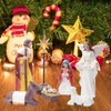 HYHFM Set of 7 Nativity Figurines, Sculpted Hand-Painted Nativity Figures,