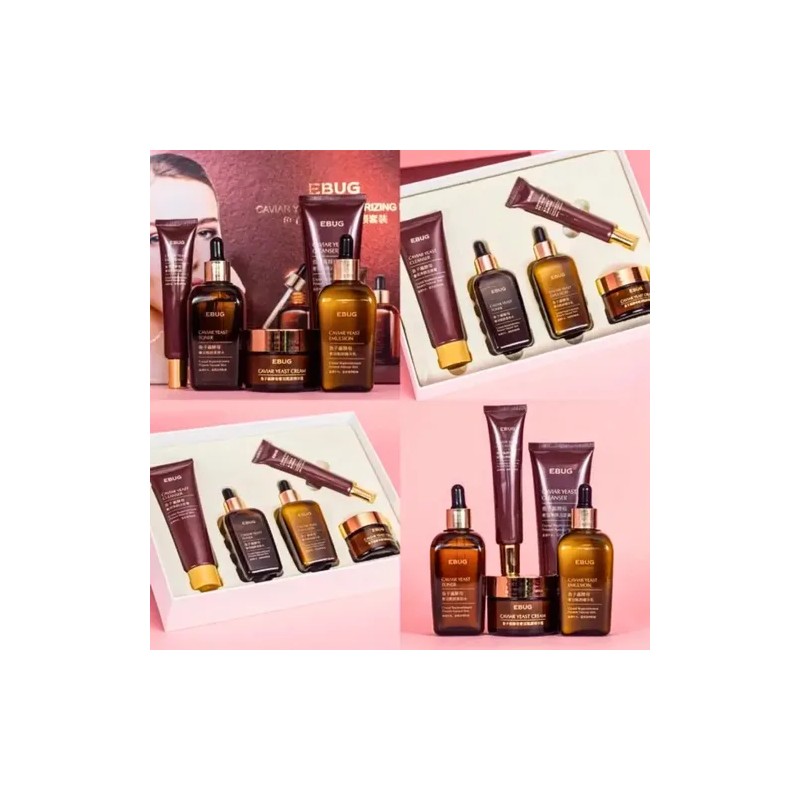 Cuidado Facial Kit Caviar Tónico Serum Crema Colágeno 5pz F