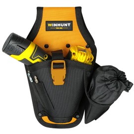 WINHUNT Tool Belt Drill Holster, 30 x 17 x 6 cm, Black and Yellow, Robust Tool Bag Made of 600D Material