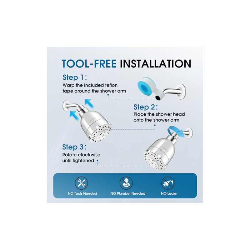 High Pressure Boosting Shower Head, ALOHOME 6 Powerful Spray Settings