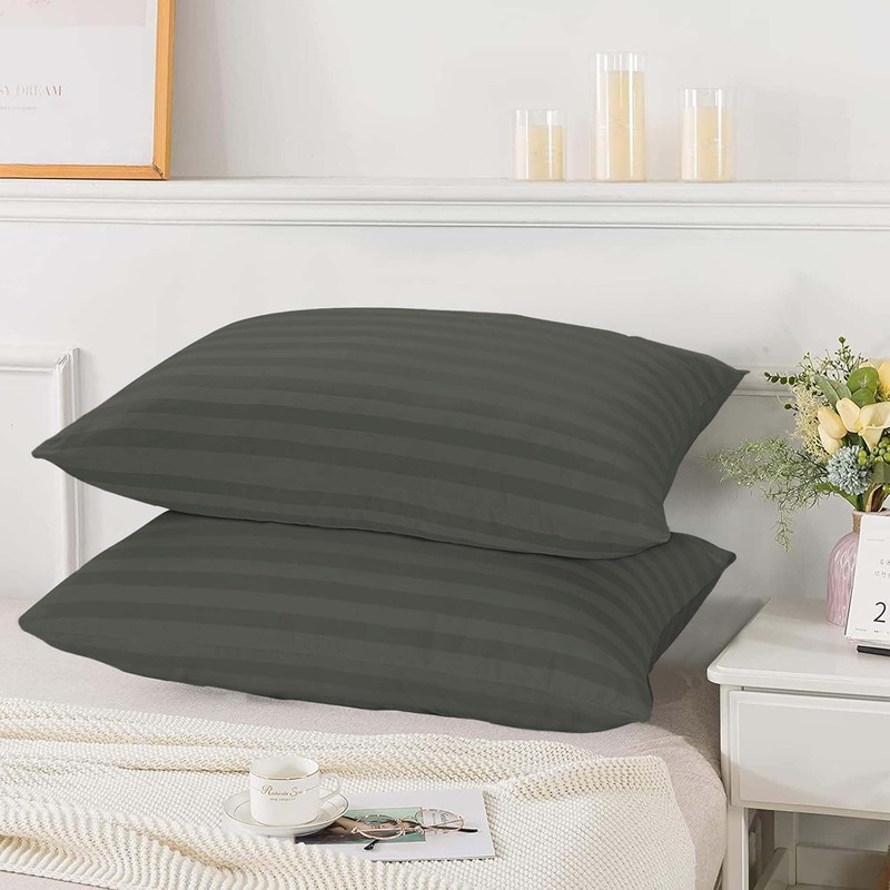 Hafaa Pillow cases 2 Pack – Olive Green Stripe Pillow
