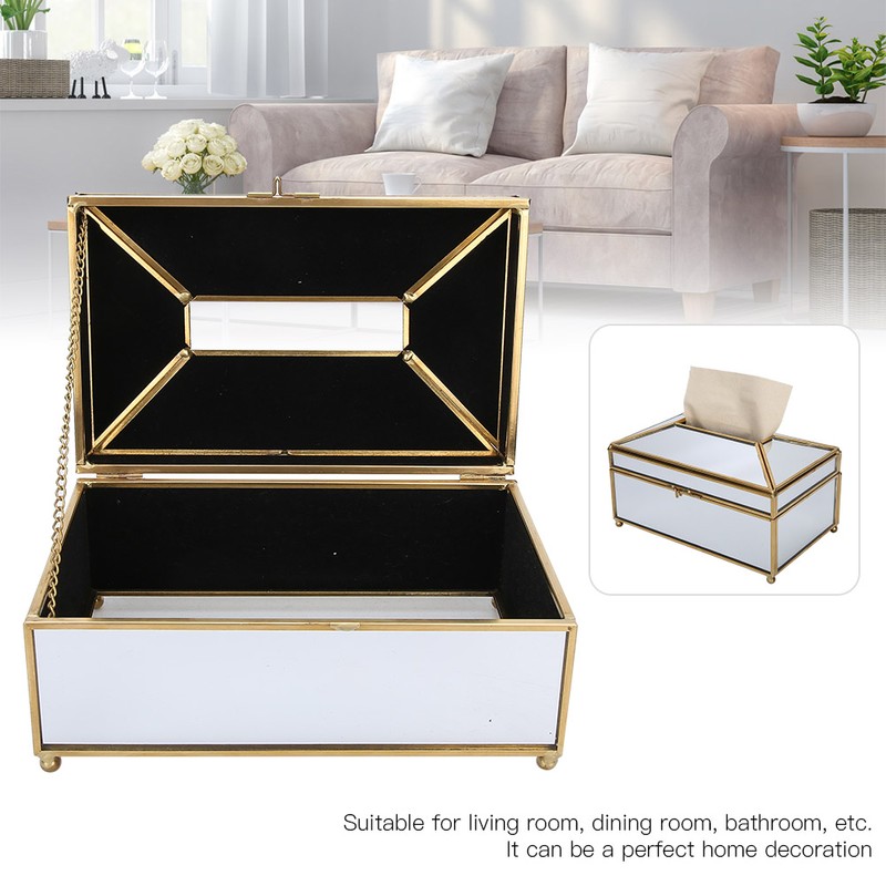 Household Mirror Surface Tissue Box Living Room Makeup Tissue Napkin