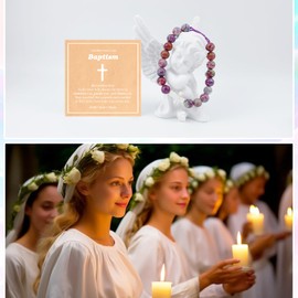 Baptism Gifts for Teens Granddaughter Niece Daughter, Christian Cross Bracelet Jewelry Gifts for Faith Catholic Baptism Favors Decorations Christening Easter Gifts for Teen Goddaughter Sister