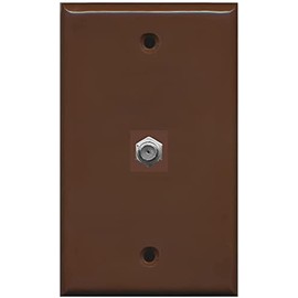 RiteAV Coax Cable TV Wall Plate 1 Gang Flat - Brown