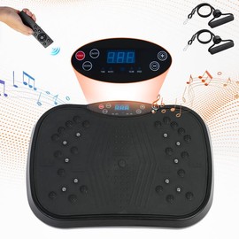 Vibration Plate Exercise Machine, Whole Body Workout, Fat Shaker & Lymphatic Drainage, Bluetooth, LED, Includes Manual Cord Drawstring, Walking Pad - Specification: Maximum load: 220 lbs-Black