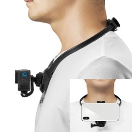 HAFOKO POV VLOG Neck Holder Mount for Gopro 360° Rotation Smartphone Neck Mount Chest Holder with Shoulder Strap Phone Holder Compatible for Go Pro Hero 11 10 9 8 7 Insta360 DJI Action Osmo Pocket