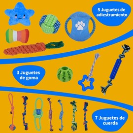 RUISTLI Juguetes para Perro 15 Piezas,Perros Accesorios Interactivo,Juguetes para Perros Ansiosos con Mordedera y Peluches,Ricos Juguetes para Perro Grande Cachorros,Cosas para Perros Seguro
