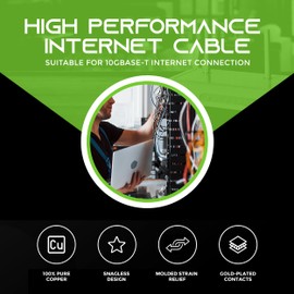 GearIT Cable Cat6 1,83 Metro Cable Cat 6 Ethernet Snagless Flexible con Pestaña - Serie Premium - Negro