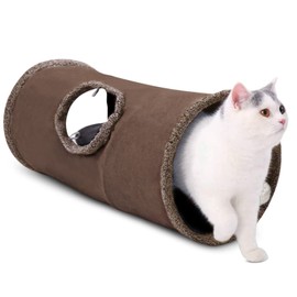 ALLSOPETS Cat Tunnel Cat Toy Foldable Large Cat Tunnel Play Tunnel Crackling Rustle Tunnel Suitable for Cats Kittens Rabbits Puppies Small Animals Brown