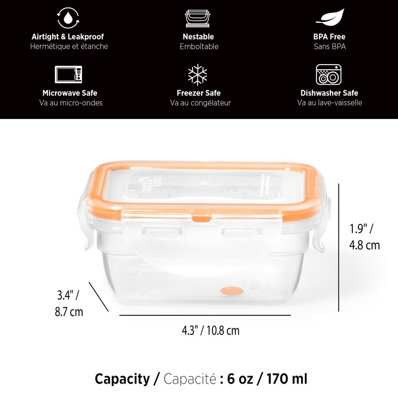 Starfrit LocknLock Easy Match Plastic Container - 6oz/170ml - Airtight,