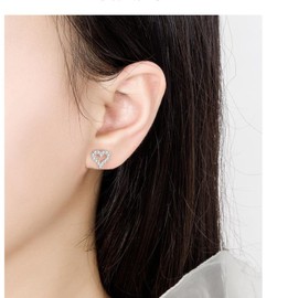 Fashion Cubic Zirconia Heart Hollow Earrings for Women, Dainty Small Heart Earrings, Minimalist Jewelry Gifts