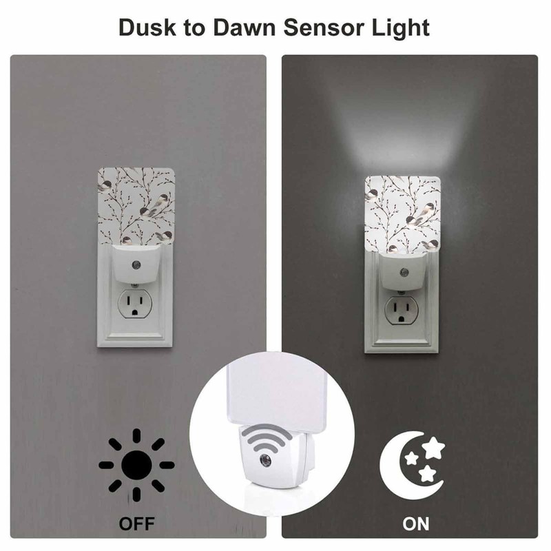 Chrobak LED Night Light,Willow Branches Black-Capped Chickadee LED Night Light